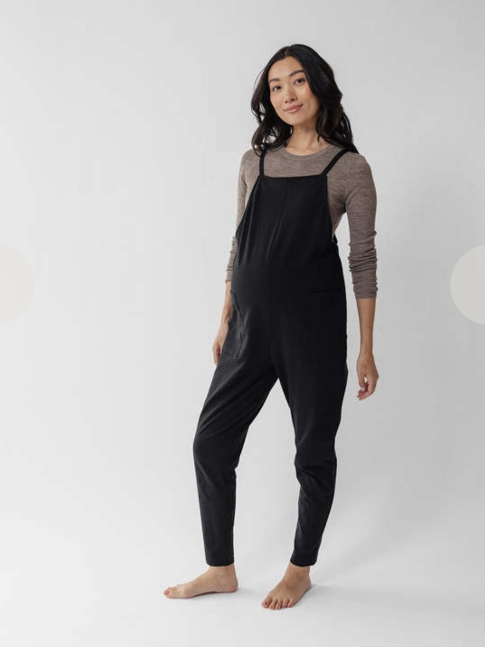 Storq Black Women's Maternity Cotton Jumpsuit Overalls - Picture 3 of 7